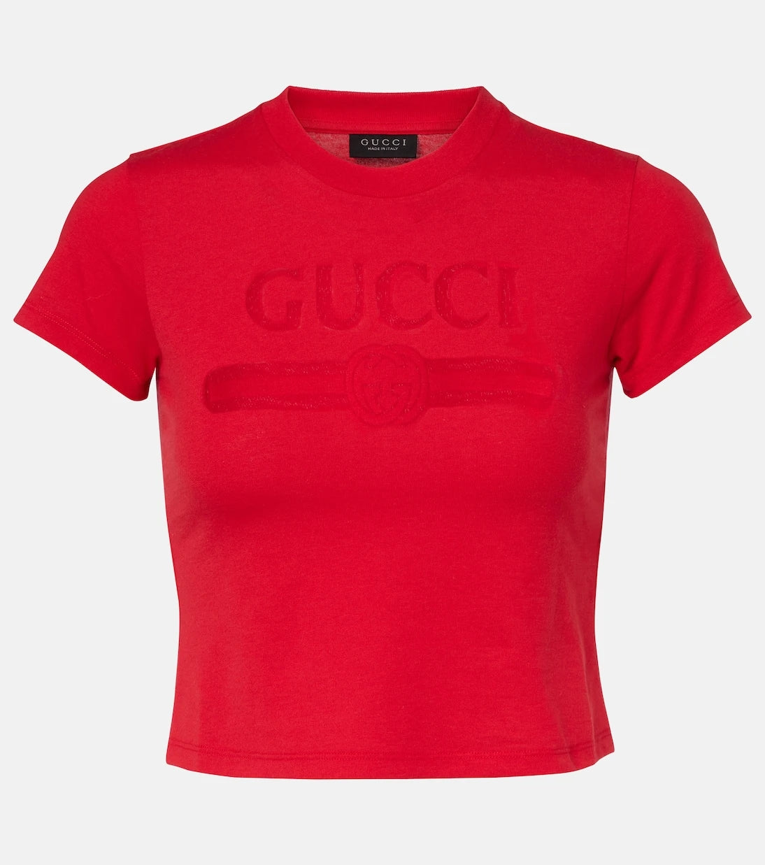 Gucci - Logo cropped cotton-blend jersey T-shirt
