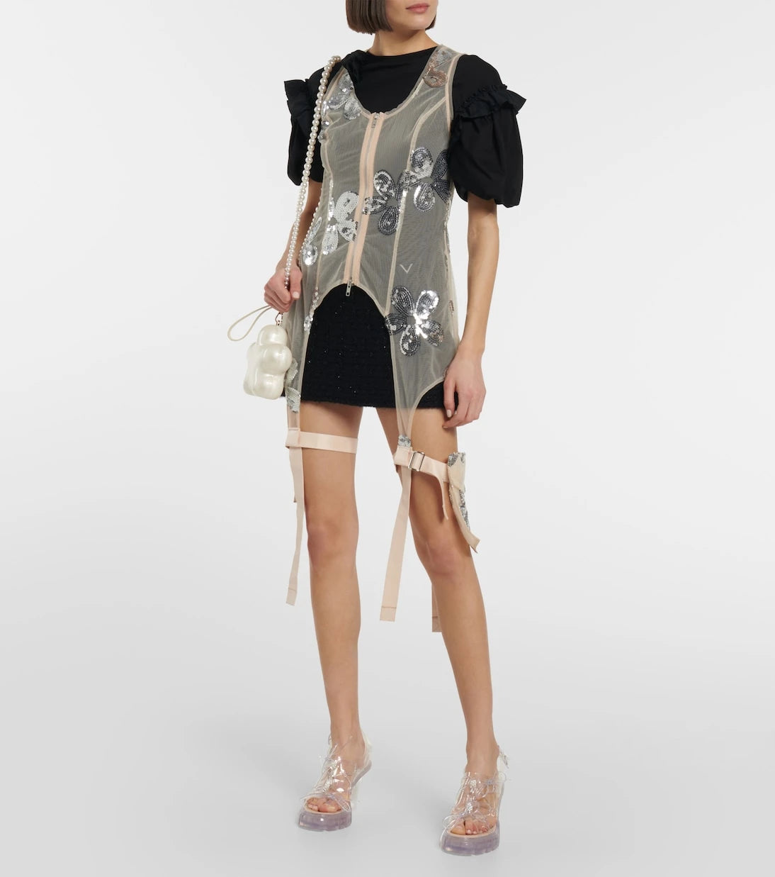 Simone Rocha - سترة علوية من التول الترتر بسحاب