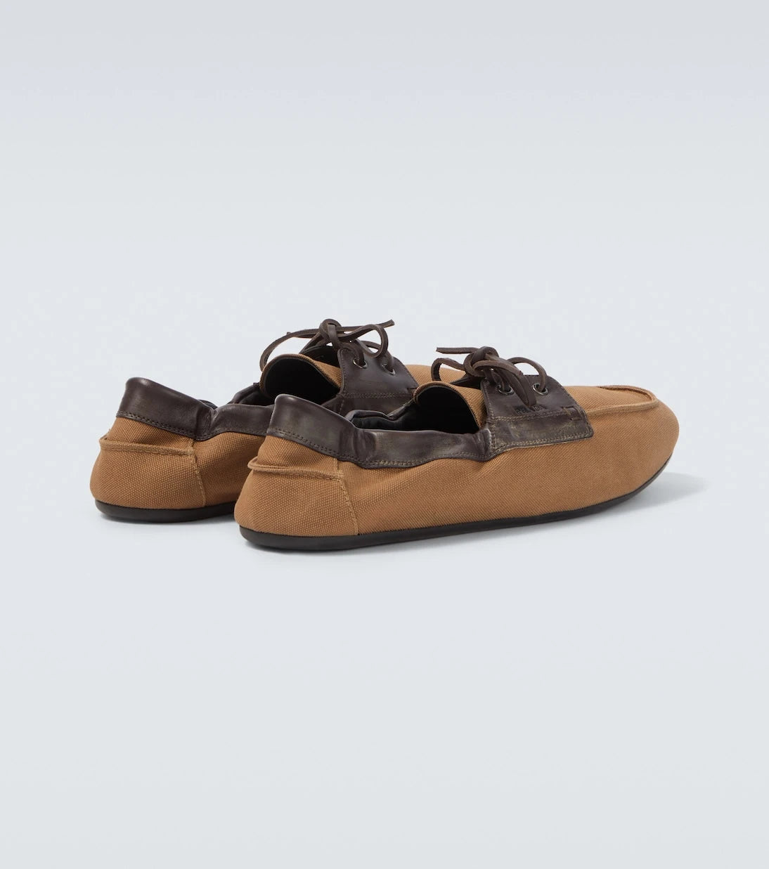 Prada - Shuffle leather-trimmed canvas boat shoes