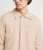 Eleventy Beige Nubuck Leather Shearling-Collar Parka