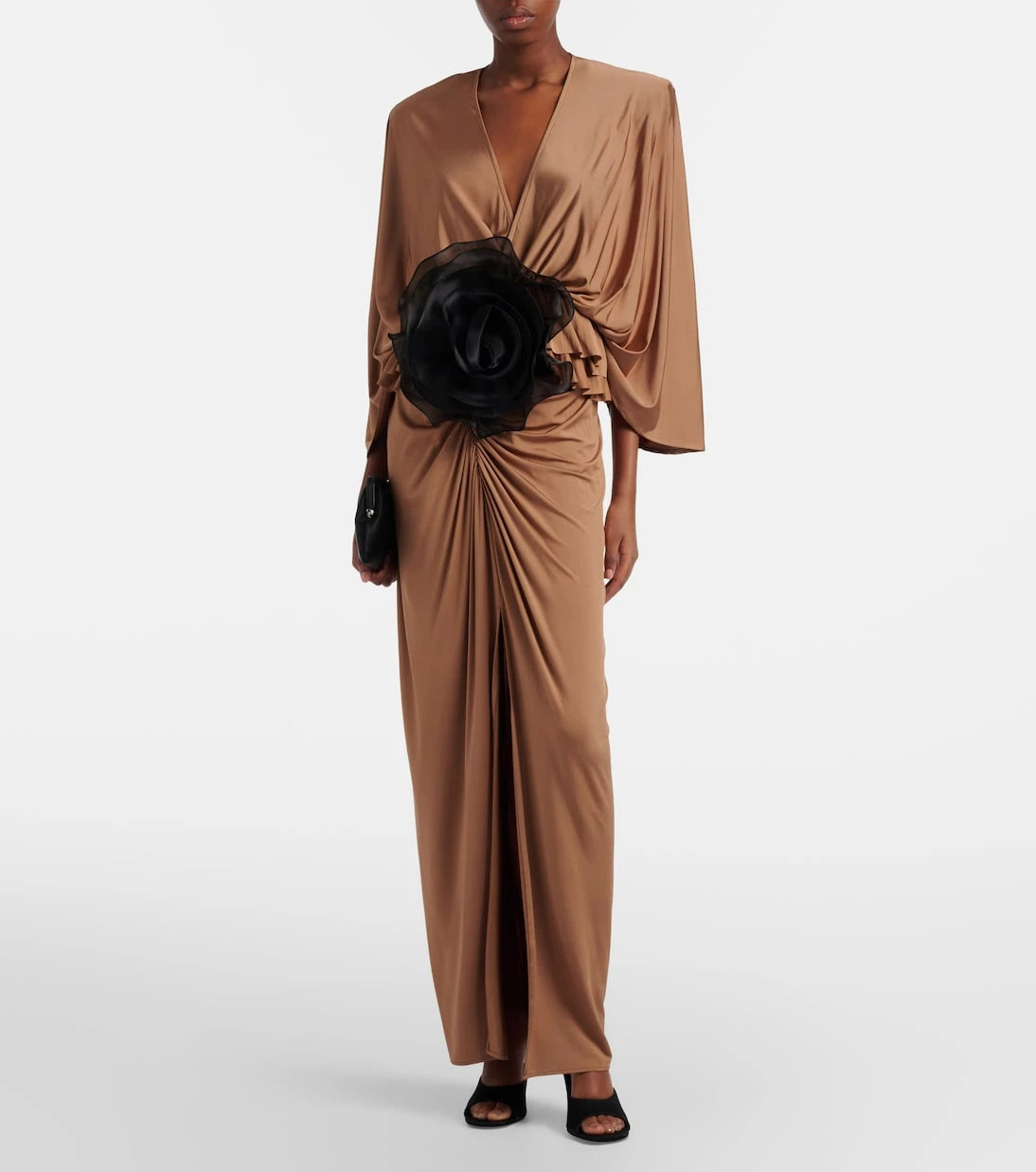 Jacques Wei - Floral-appliqué jersey maxi dress