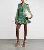 Crochet Fringe-Trim Samba Mini Dress LIGHT GREEN