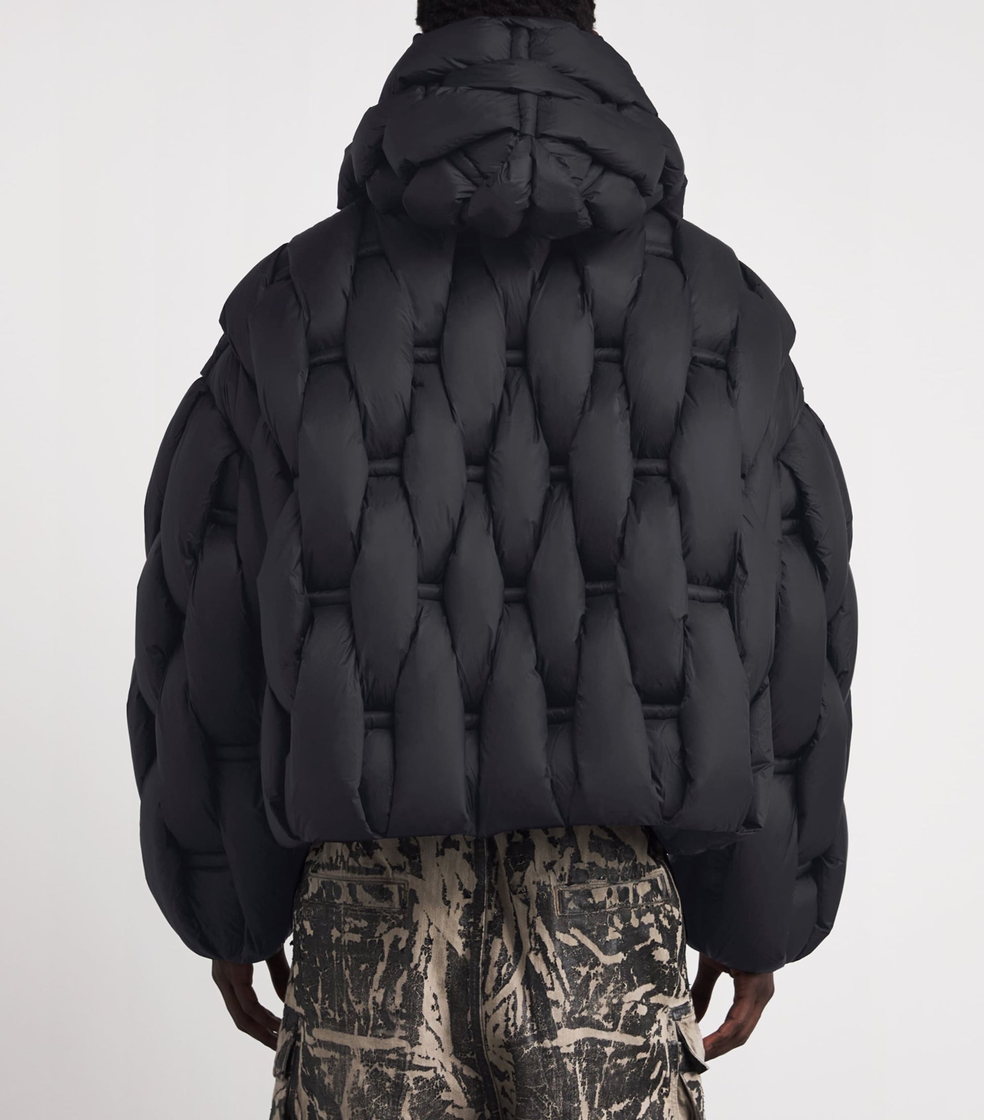 Raxxy Black 3D Down-Filled Woven Puffer Jacket