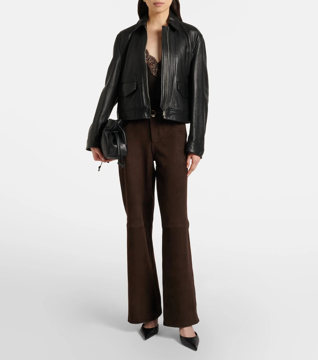 Nour Hammour - Milo suede wide-leg pants
