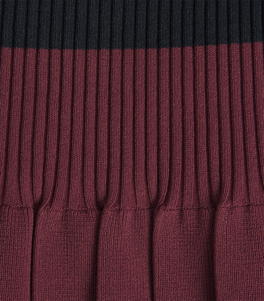 Blue Knitted Pleated Mini Skirt