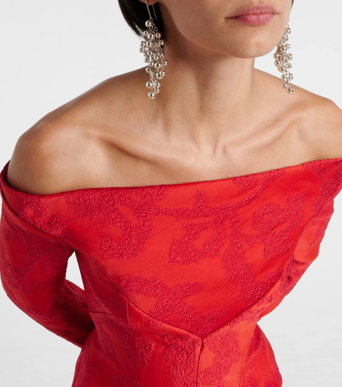 Emilia Wickstead - Zarith jacquard off-shoulder bouclé maxi dress