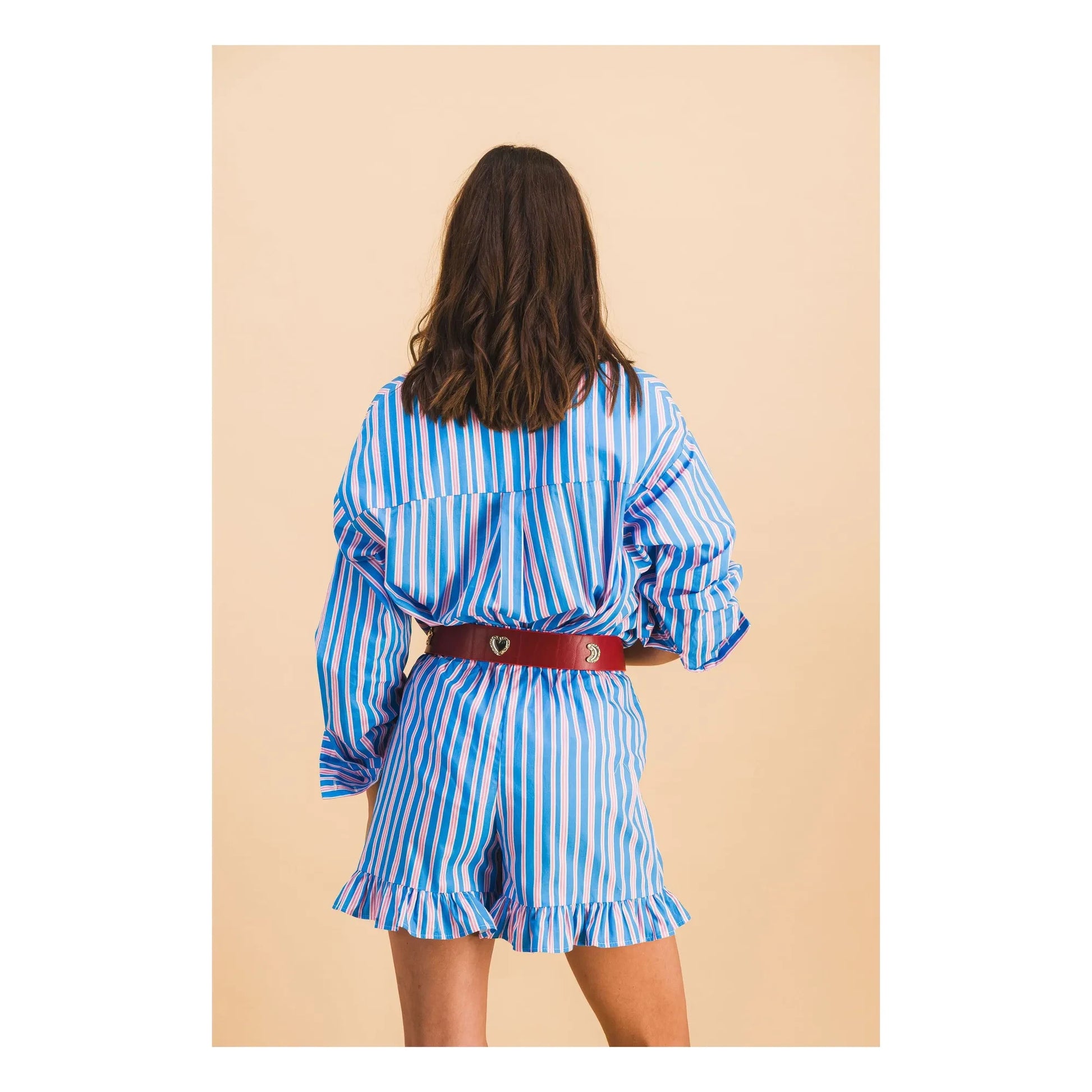 Elise Chalmin - Dario Cotton Striped Shorts | Blue