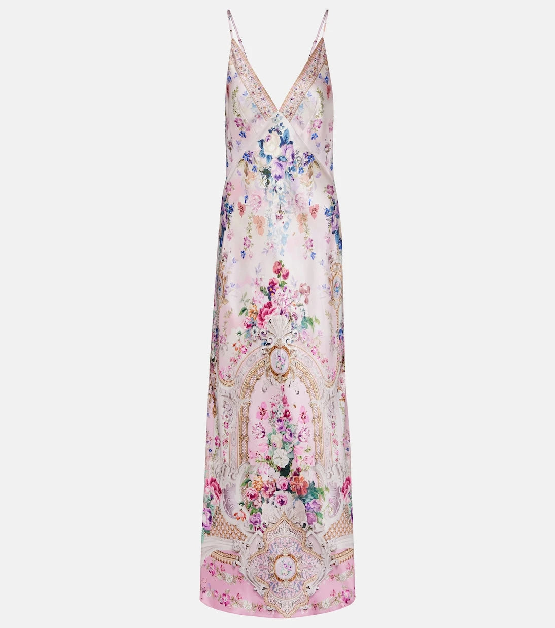 Camilla - Embellished floral silk satin maxi dress