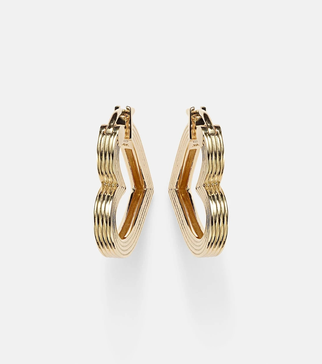 Sydney Evan - Flutted Heart 14kt white gold earrings