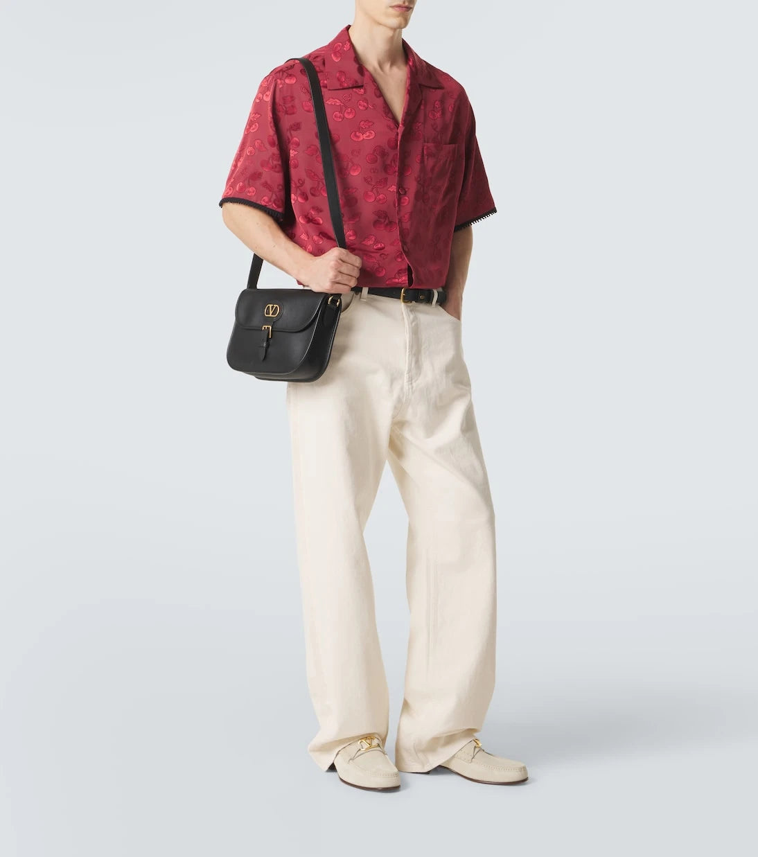 Valentino - بنطلون جينز VGold بقصة أرجل واسعة