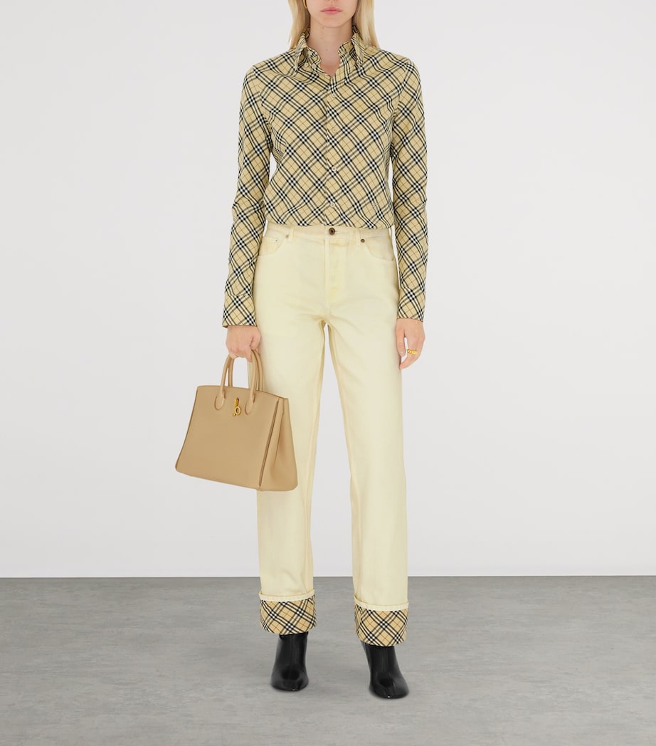 Burberry Beige Small Calf Leather Rocking Horse Tote Bag