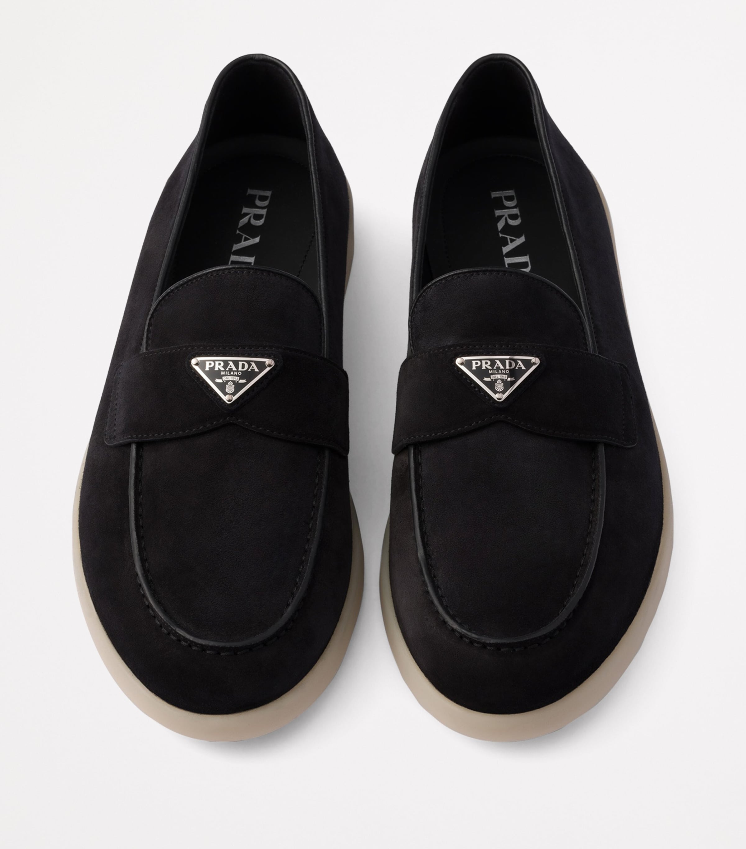 Prada Suede Logo Loafers