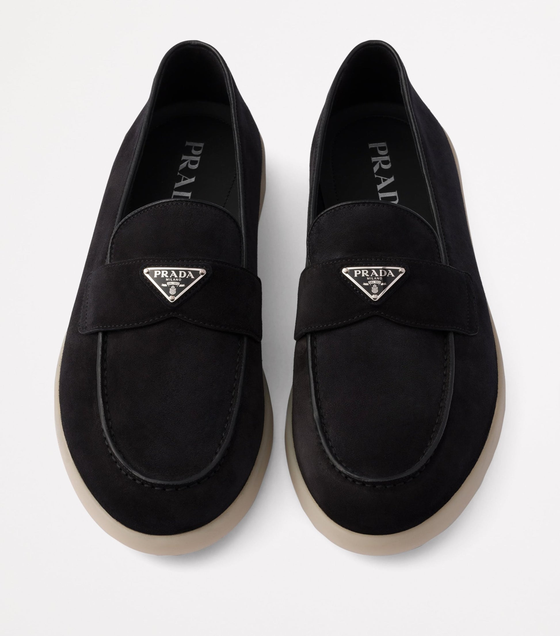 Prada Suede Logo Loafers