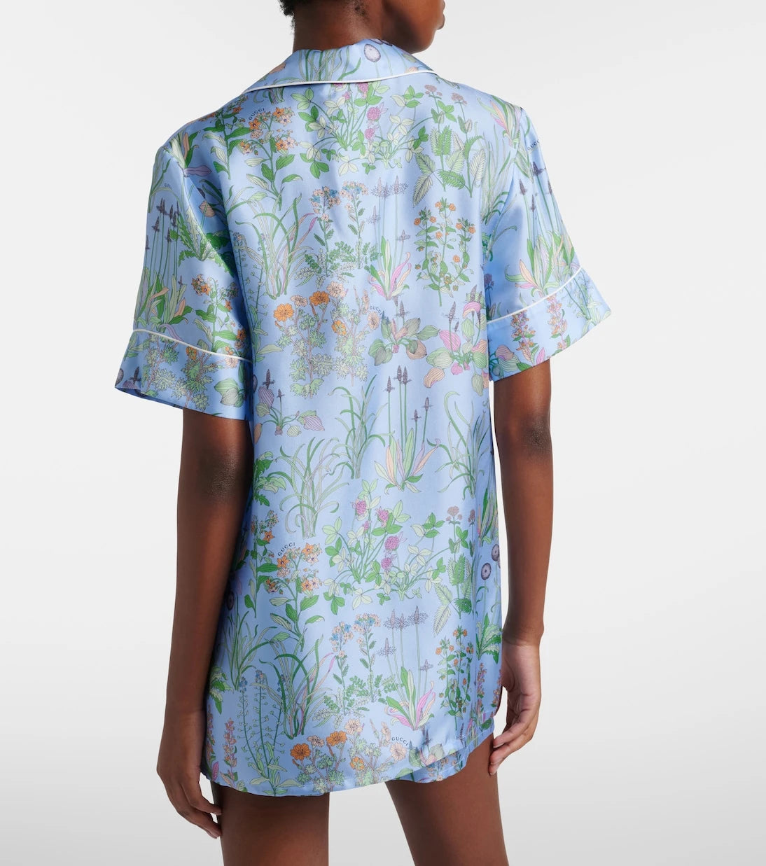 Gucci - Floral silk satin polo shirt