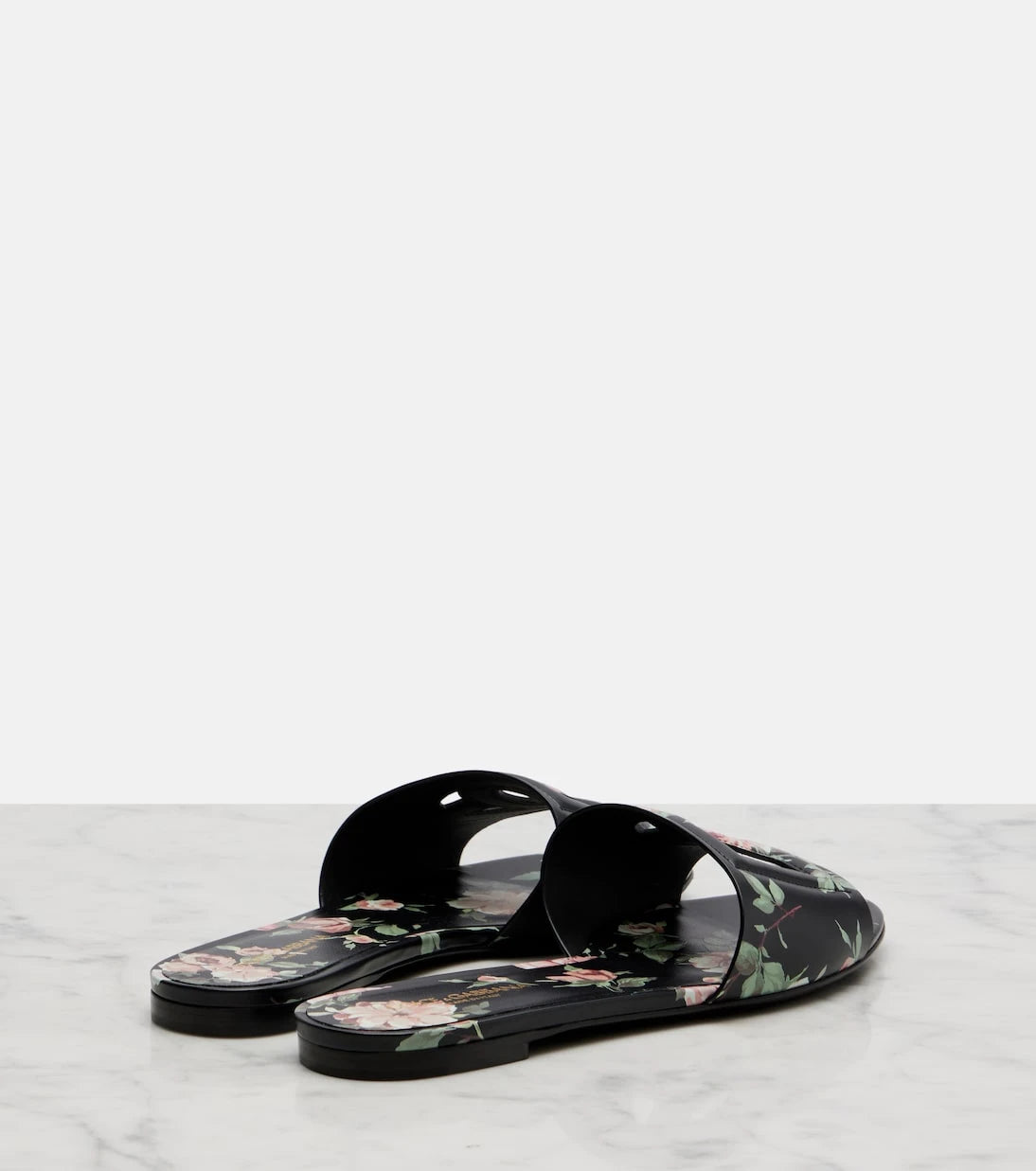 Dolce&Gabbana - شرائح جلدية مزهرة DG