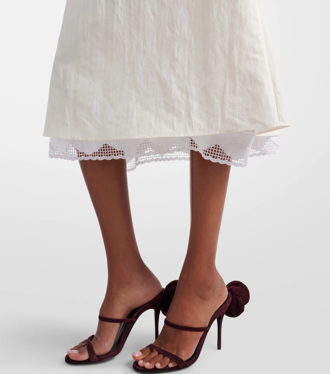 Magda Butrym - Lace-trimmed silk-blend midi skirt