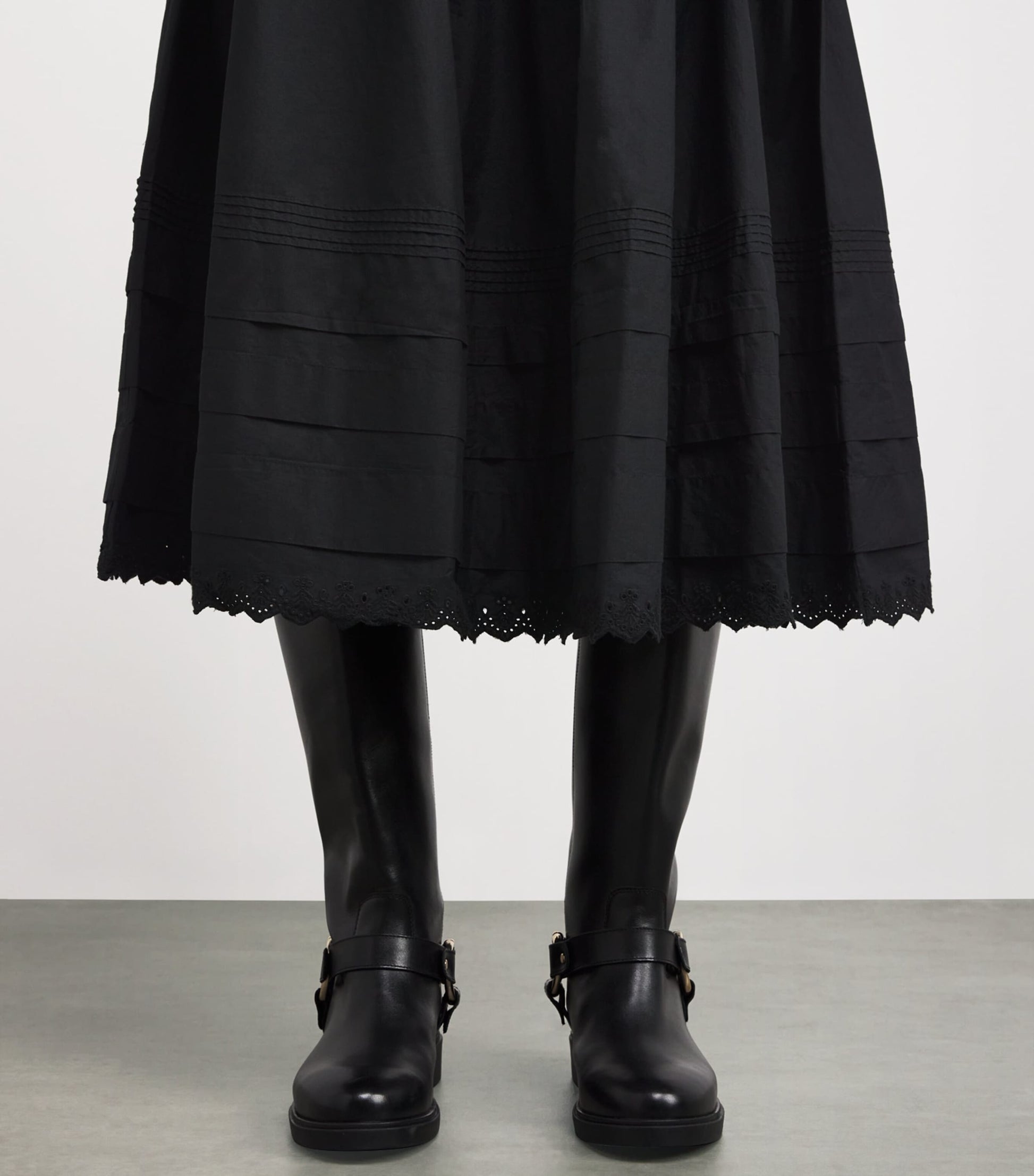 DÔEN Black Organic Cotton Sebastiane Midi Skirt