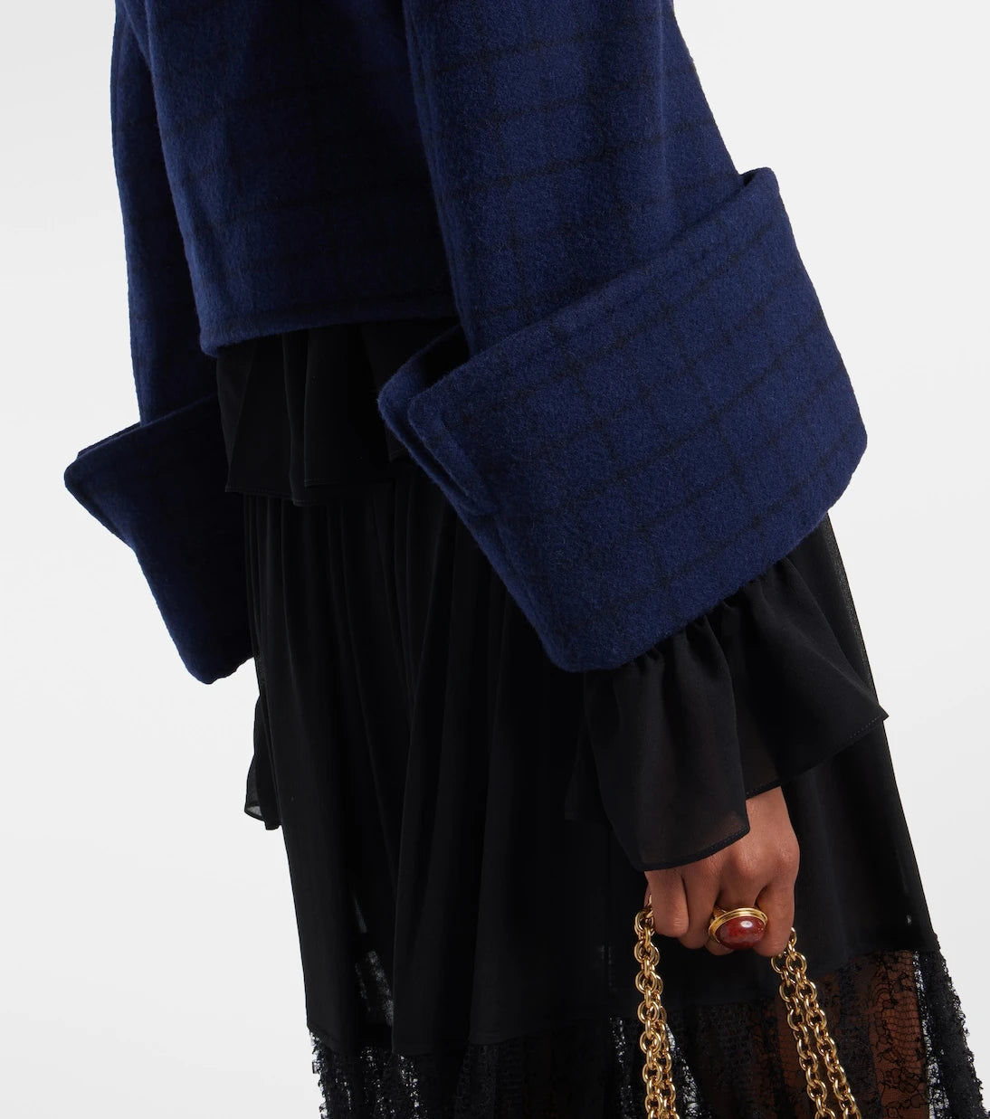 Chloé - Checked cropped wool-blend jacket