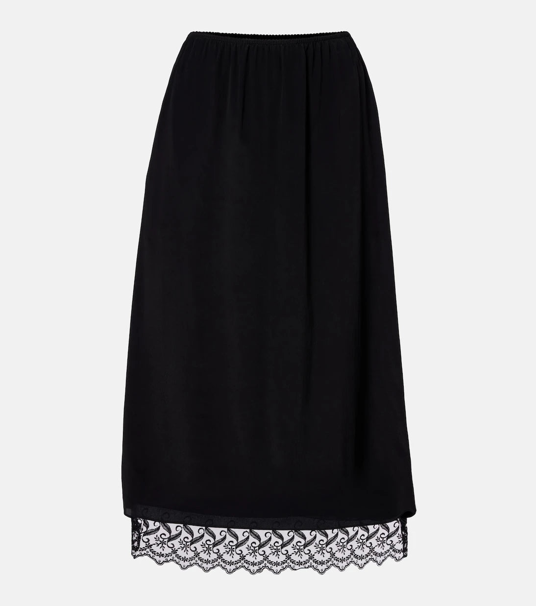 Simone Rocha - Lace-trimmed crêpe de chine midi skirt