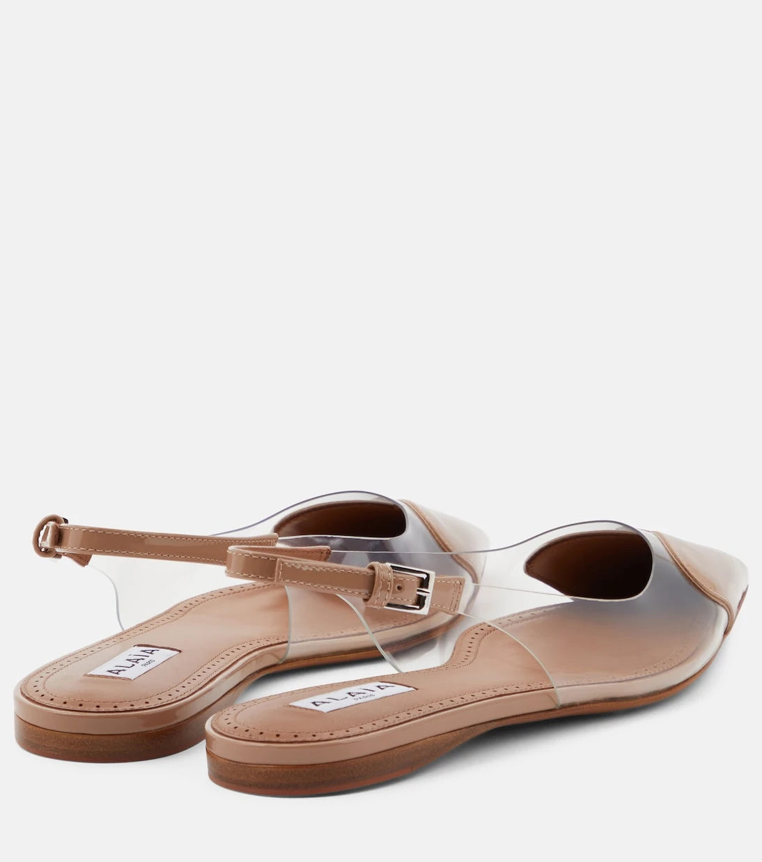 Alaïa - Le Cœur patent leather and PU slingback flats