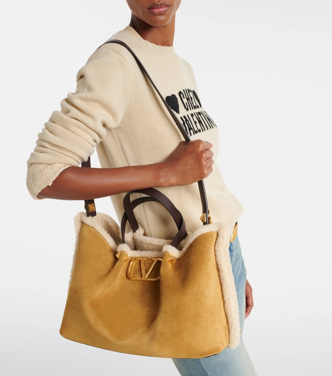 Valentino Garavani - VLogo Medium suede tote bag