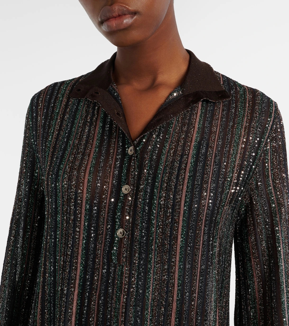 Missoni - فستان طويل ماكسي من قماش اللامية المزين بالترتر