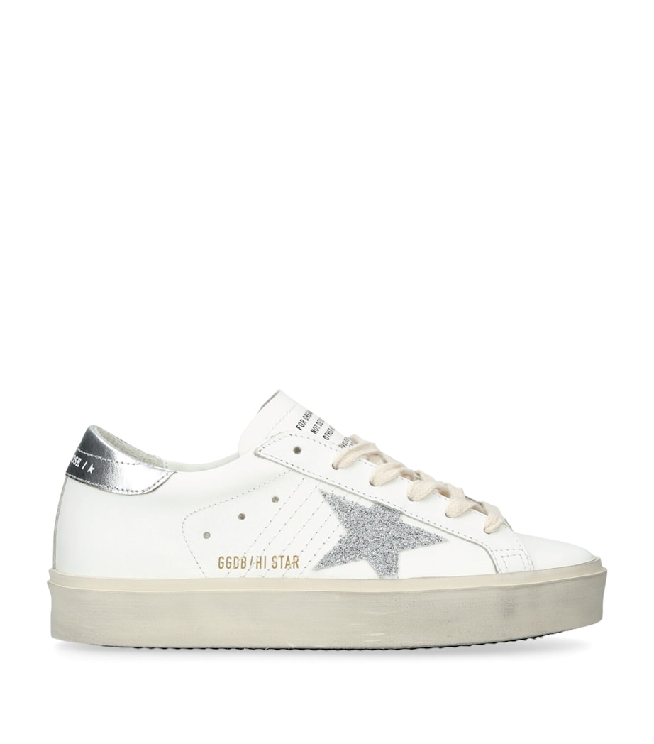 Golden Goose White Leather Hi Star Sneakers