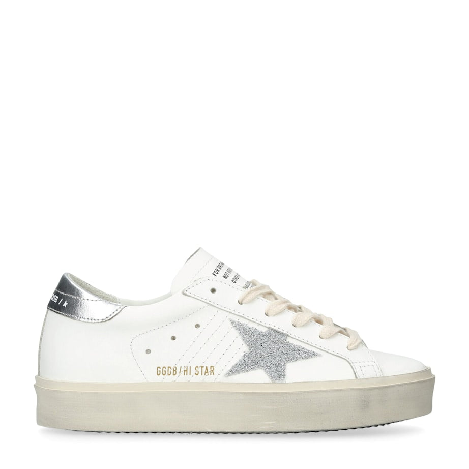 Golden Goose White Leather Hi Star Sneakers