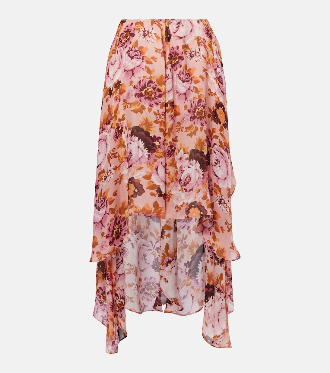 Chloé - Asymmetric floral silk midi skirt