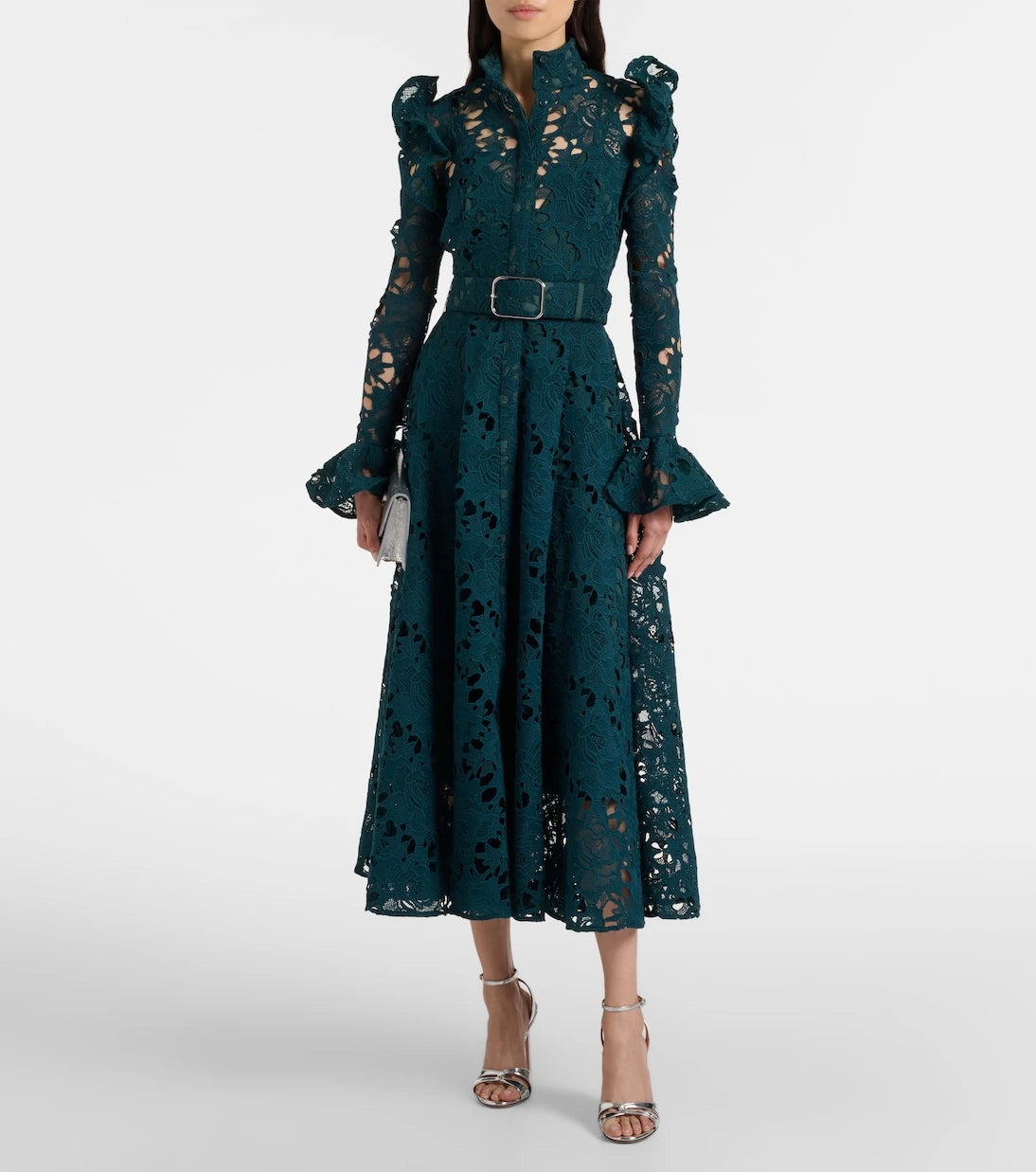 Leo Lin - Aliyah belted lace midi dress