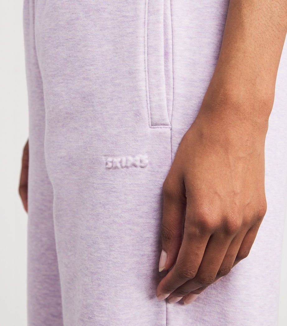 Purple Cotton-Blend Fleece Straight Sweatpants