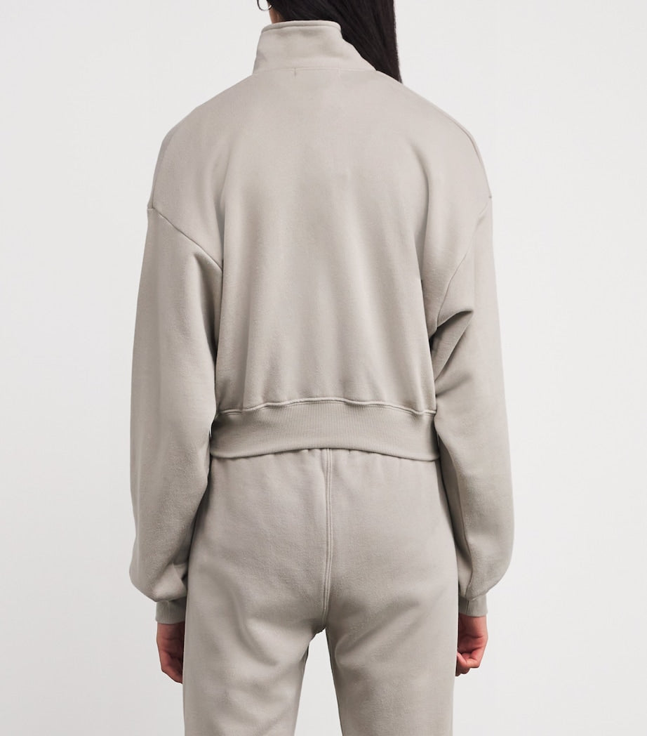 ÉTERNE Beige French Terry Cropped Sweatshirt