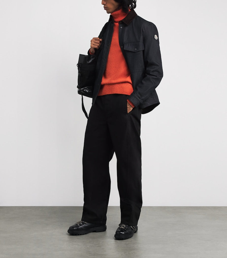 Corduroy-Trim Denim Shirt Jacket