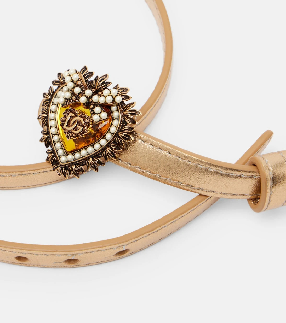 Dolce&Gabbana - Devotion metallic leather belt