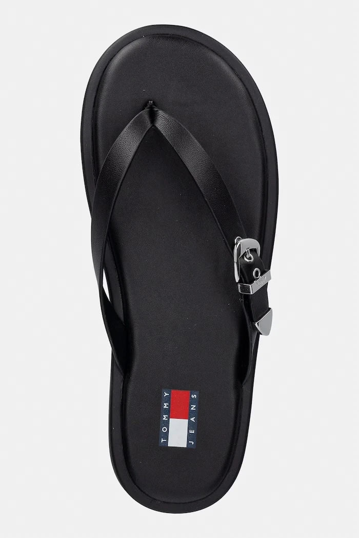 Tommy Jeans Kadın Deri Parmak Arası Terlik TJW FLAT LEATHER SANDALS