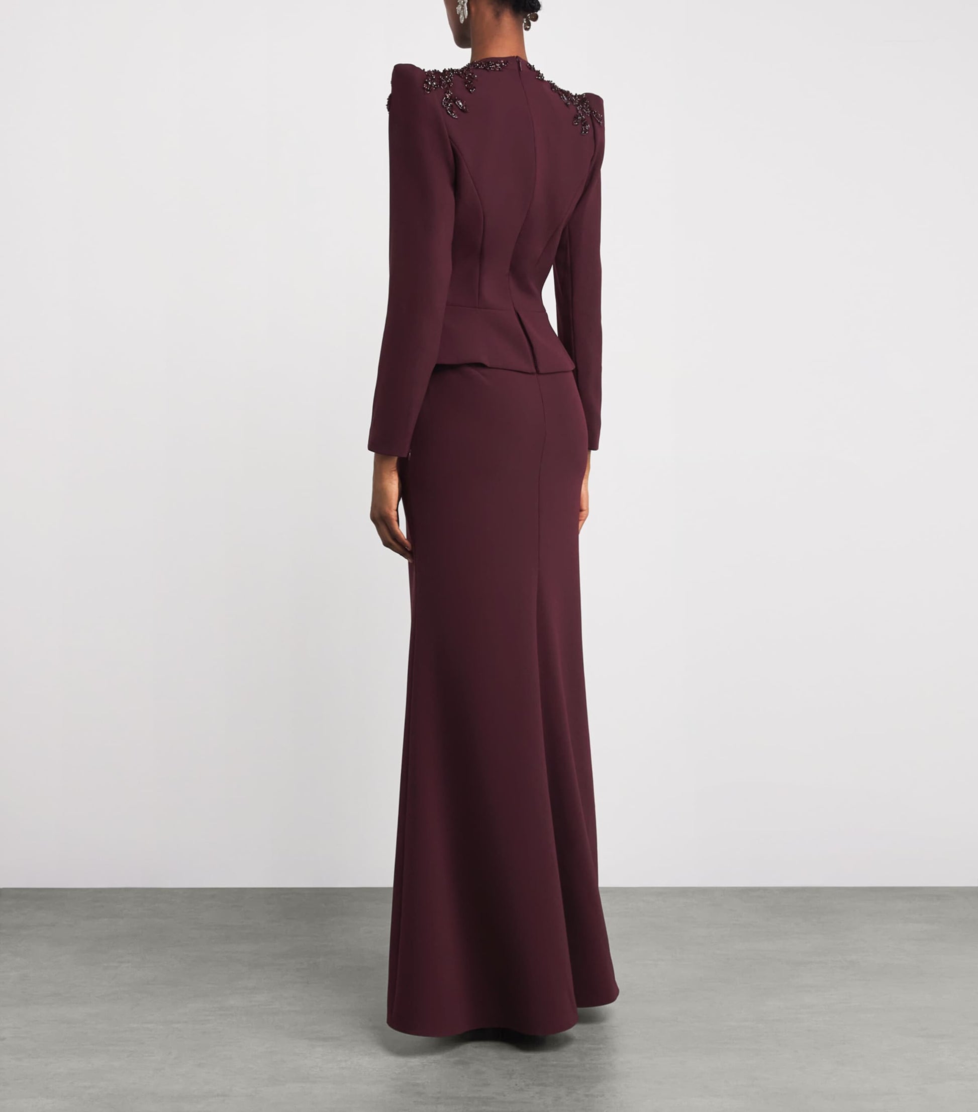 Jenny Packham Burgundy Embellished Night Flowering Gown
