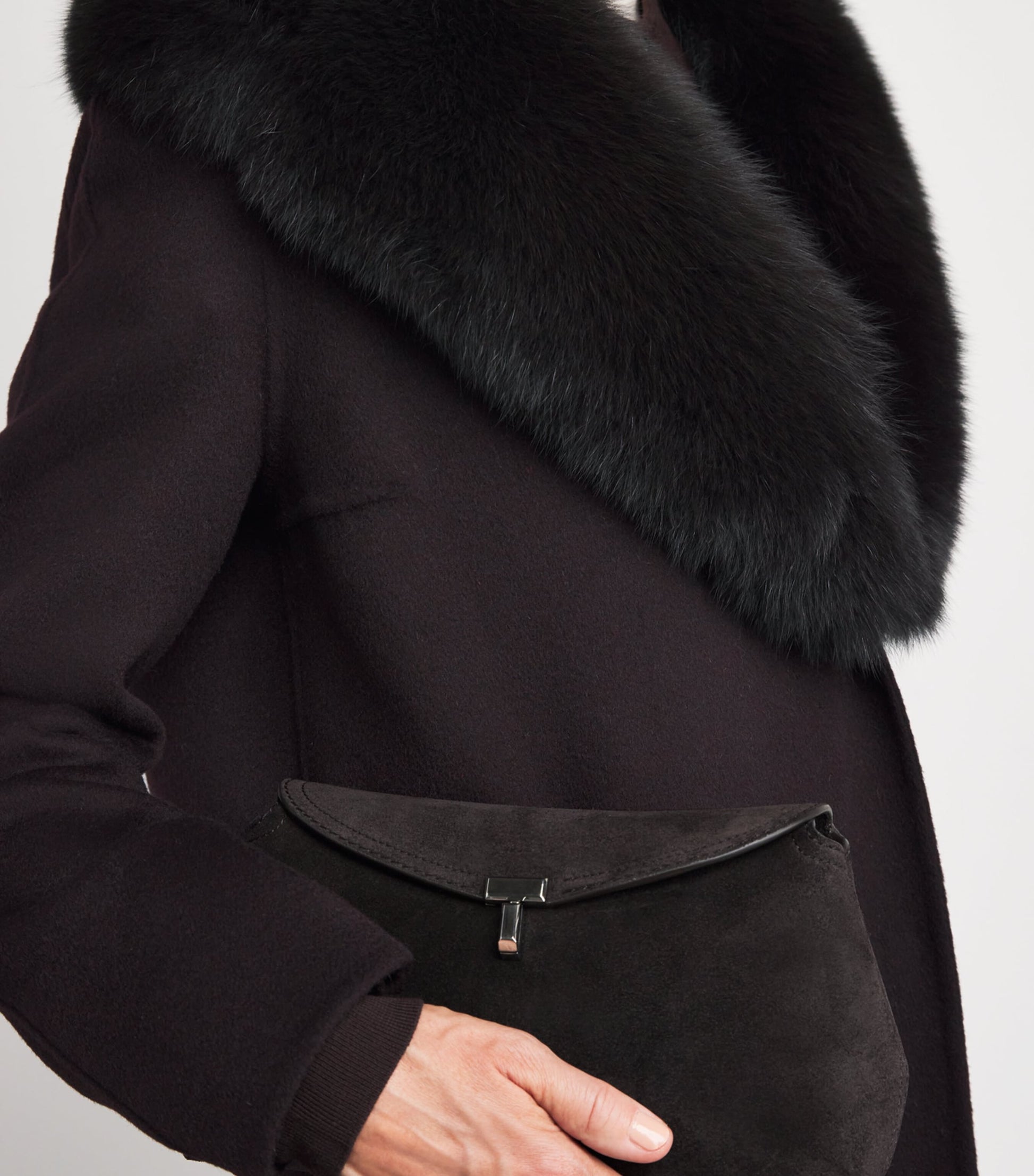 Yves Salomon Red Wool-Cashmere Fur-Trim Coat