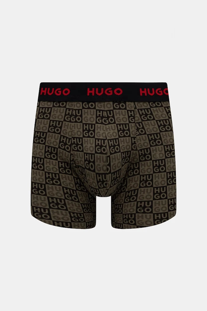 HUGO erkek pamuklu elastan boxer BOXERBR TRIPLET DESIGN 3'lü
