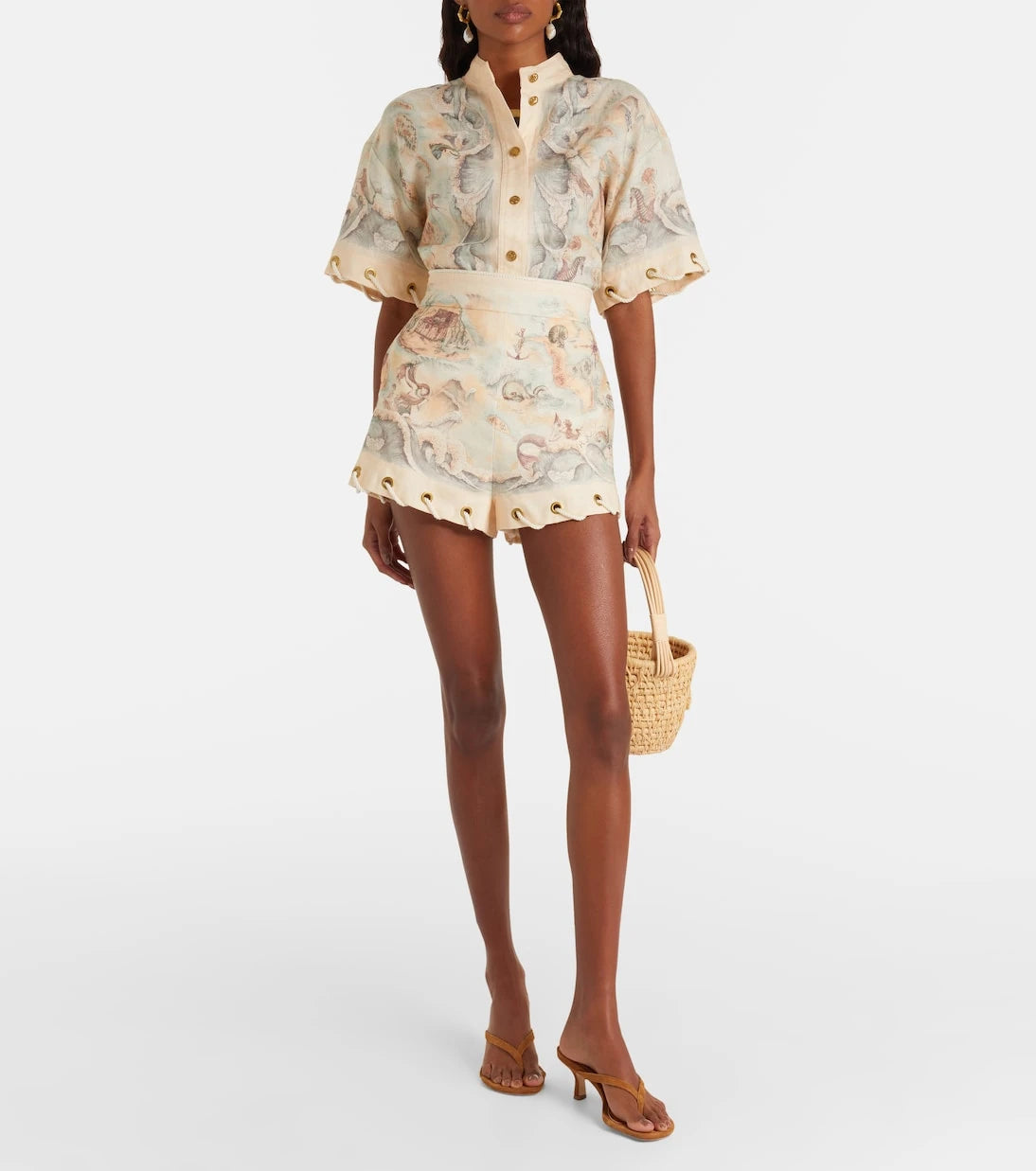 Zimmermann - Printed linen shorts