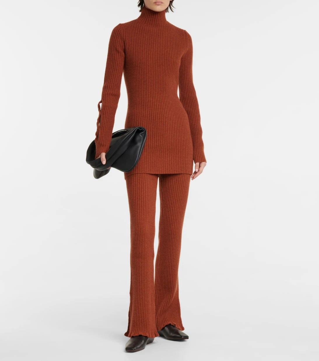 Victoria Beckham - Ribbed-knit wool-blend flared pants