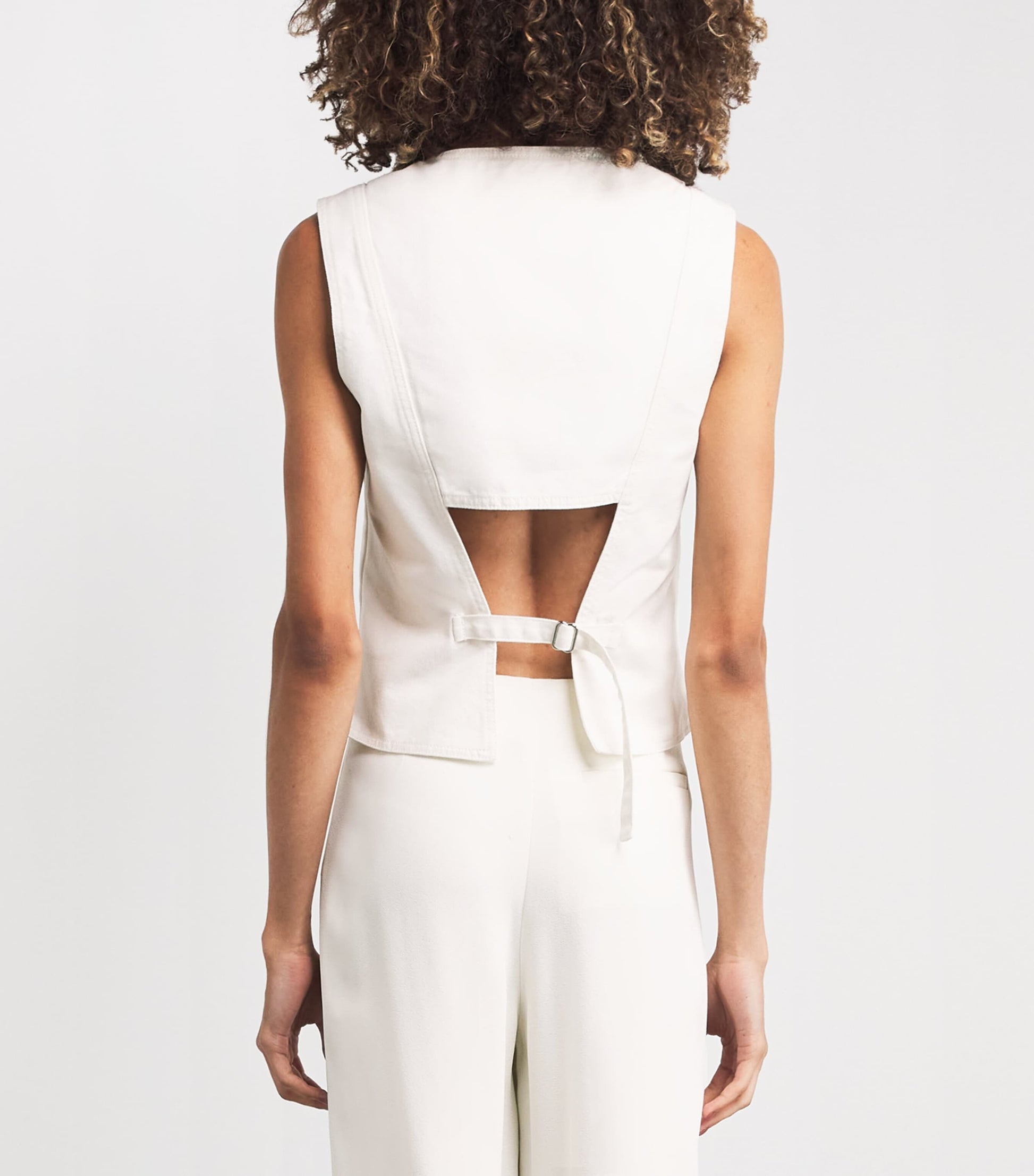 Victoria Beckham White Denim V-Neck Waistcoat