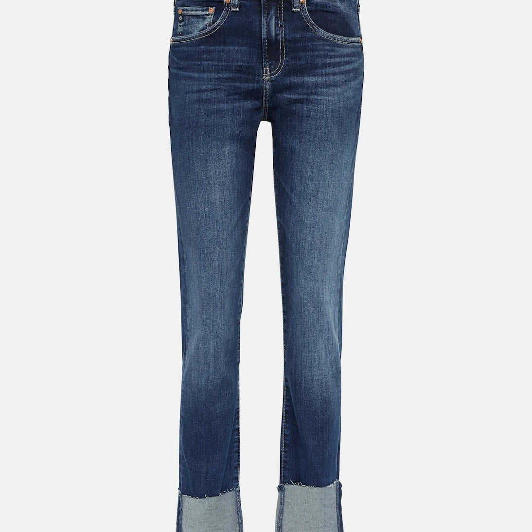 AG Jeans - بنطلون جينز سليم بقصة "جيرل فريند" وخصر متوسط الارتفاع