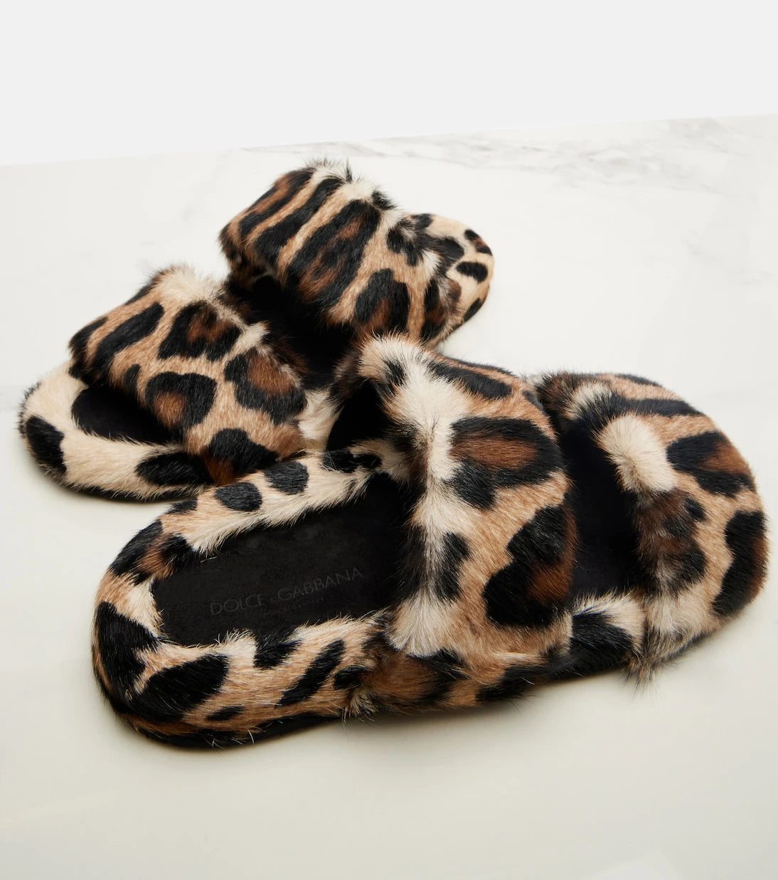 Dolce&Gabbana - Leopard-print shearling slides