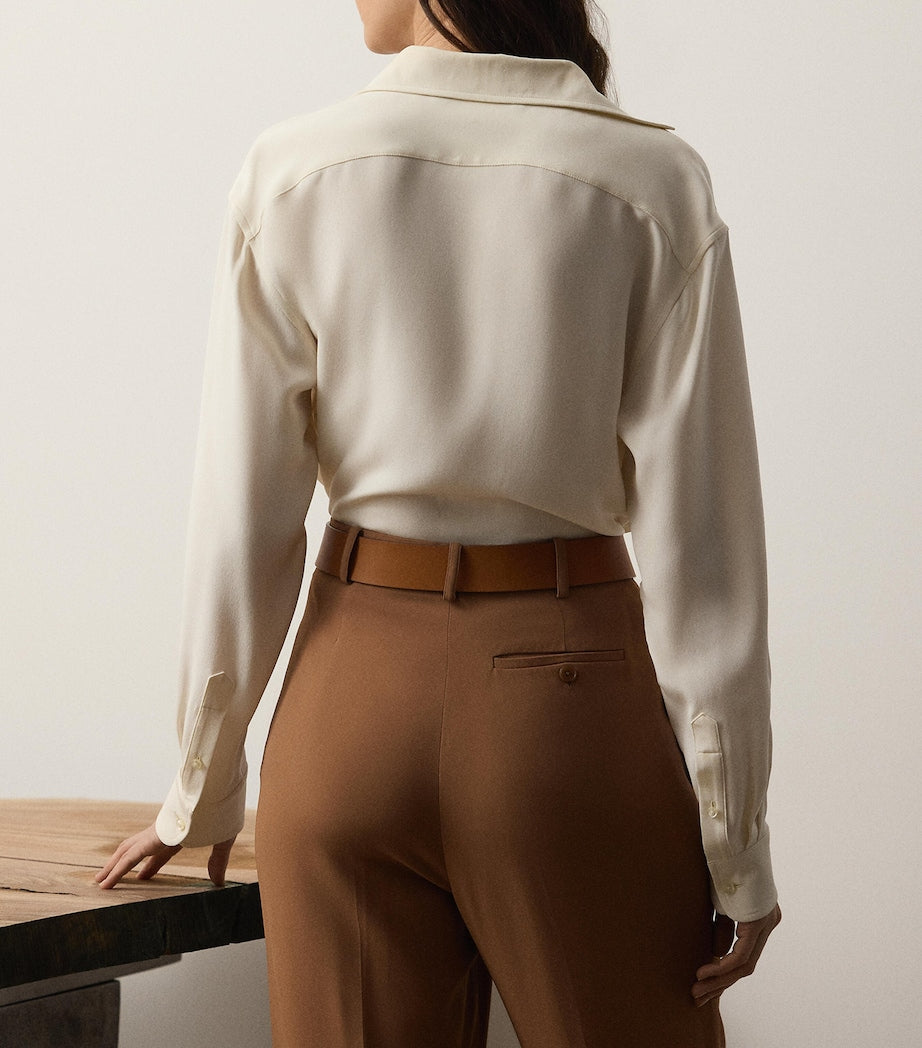 Ralph Lauren Collection Beige Silk Collared Blouse