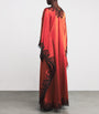 TORLOWEI Orange Silk Lace Tokoni Kaftan Nightdress