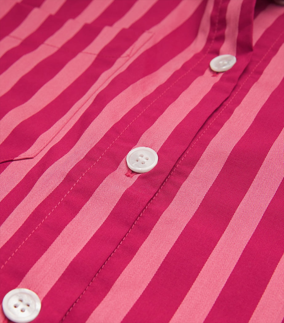 Derek Rose Pink Cotton Stripe Nightshirt