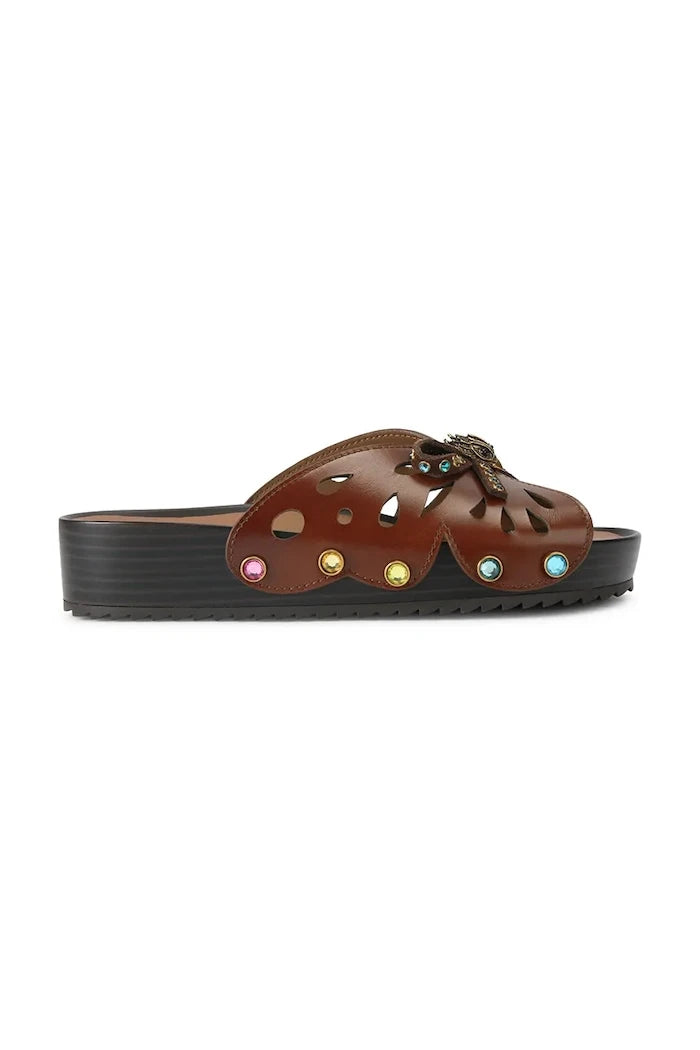 Kurt Geiger London kadın deri Boho Butterfly Flat terlik