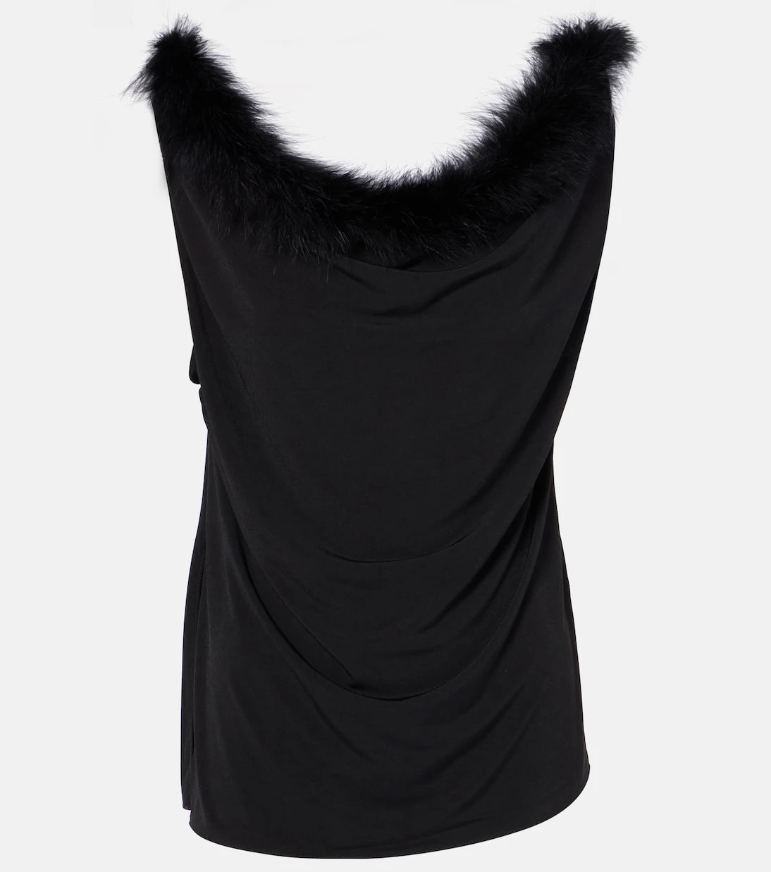 Coperni - Boa feather-trimmed jersey top