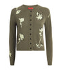 Green Embroidered Jacquard Floral Cardigan