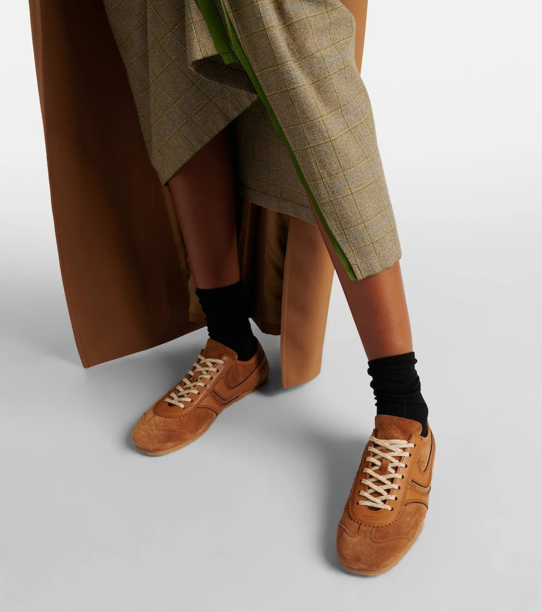 Dries Van Noten - حذاء سنيكرز من الجلد والشمواه